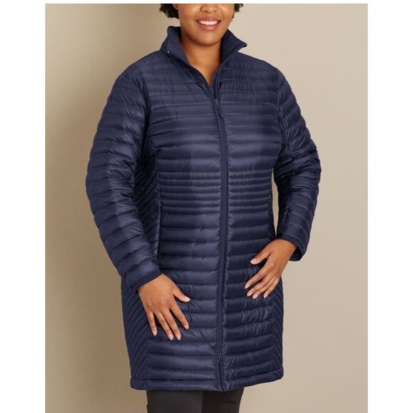 Duluth Trading Down Packable Long Puffer Coat Lightweight Nylon Jacket Black 3X - Picture 3 of 11